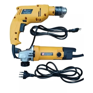 Kit Furadeira de Impacto/Parafusadeira 800W e Lixadeira/Esmerilhadeira Com Maleta