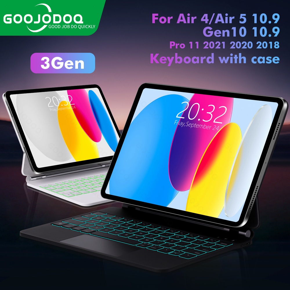 Goojodoq Para Teclado ipad 3Gen Com Capa Air 4 Air5/Pro 11 2018-2021/Gen10 10.9 2022/12.9 Flutuante cantilever bluetooth Sem Fio