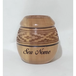 Cuia Uruguaia coquinho em madeira Imbuia Chimarrão / terere - Personalizada