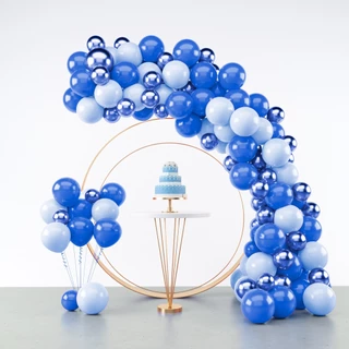 Kit 150 Balões Azul Claro + Escuro + Azul Metalizado - Balão Bexiga Liso/Cromado Para Festas e Aniversários