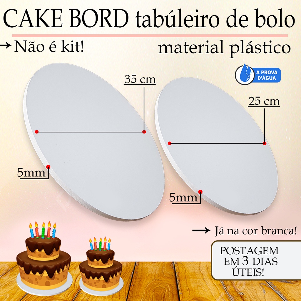 Tabuleiro Tábua Em Mdf Branco 9mm Quadrado Para Bolo Tortas Kit 3