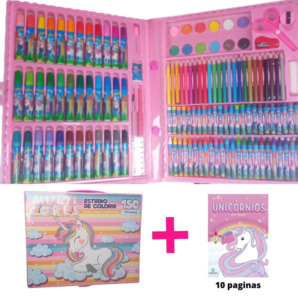 Maleta de Pintura Infantil Estojo 150 Peças Desenhar e Colorir