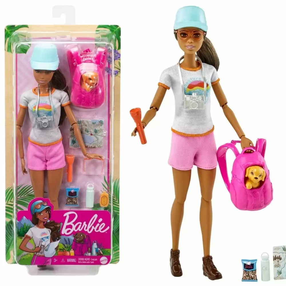 Boneca Barbie Morena Caminhada com Pet - Mattel