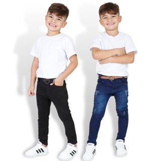 Kit 2 Calça Jeans Masculina Infantil Meninos Com Regulador