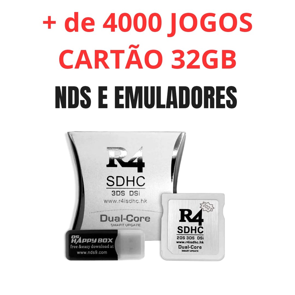 Cartão R4 Ds Sdhc + Sd16gb + De 2000 Jogos + 9 Emuladores