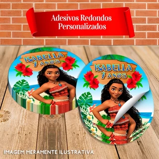 Adesivos Redondos Personalizados Moana