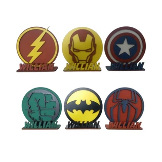 Centro de Mesa Vingadores Com Nome Personalizado Kit 10 Em Mdf