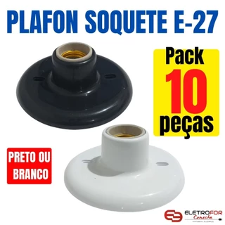 PLAFONIER PLAFON SOQUETE E-27 LUMINÁRIA DE TETO REDONDO PACK COM 10 PEÇAS PRETO OU BRANCO SYKA LIGHT