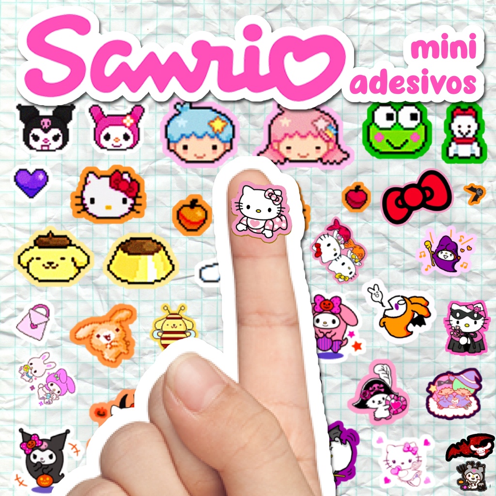 Pack de 100 Mini Adesivos Sanrio Hello Kitty e Amigos Kawaii Infantil ...