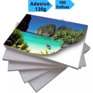 Kit 100 Folhas Papel Fotográfico Adesivo 130g Glossy Brilhante Auto Adesivo MASTERPRINT