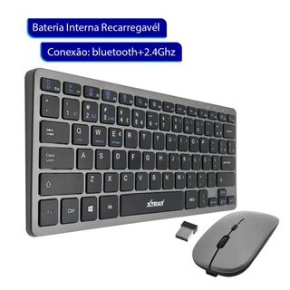 Kit Teclado e Mouse Sem fio Bluetooth Conexão 2.4ghz Recarregável HK8860