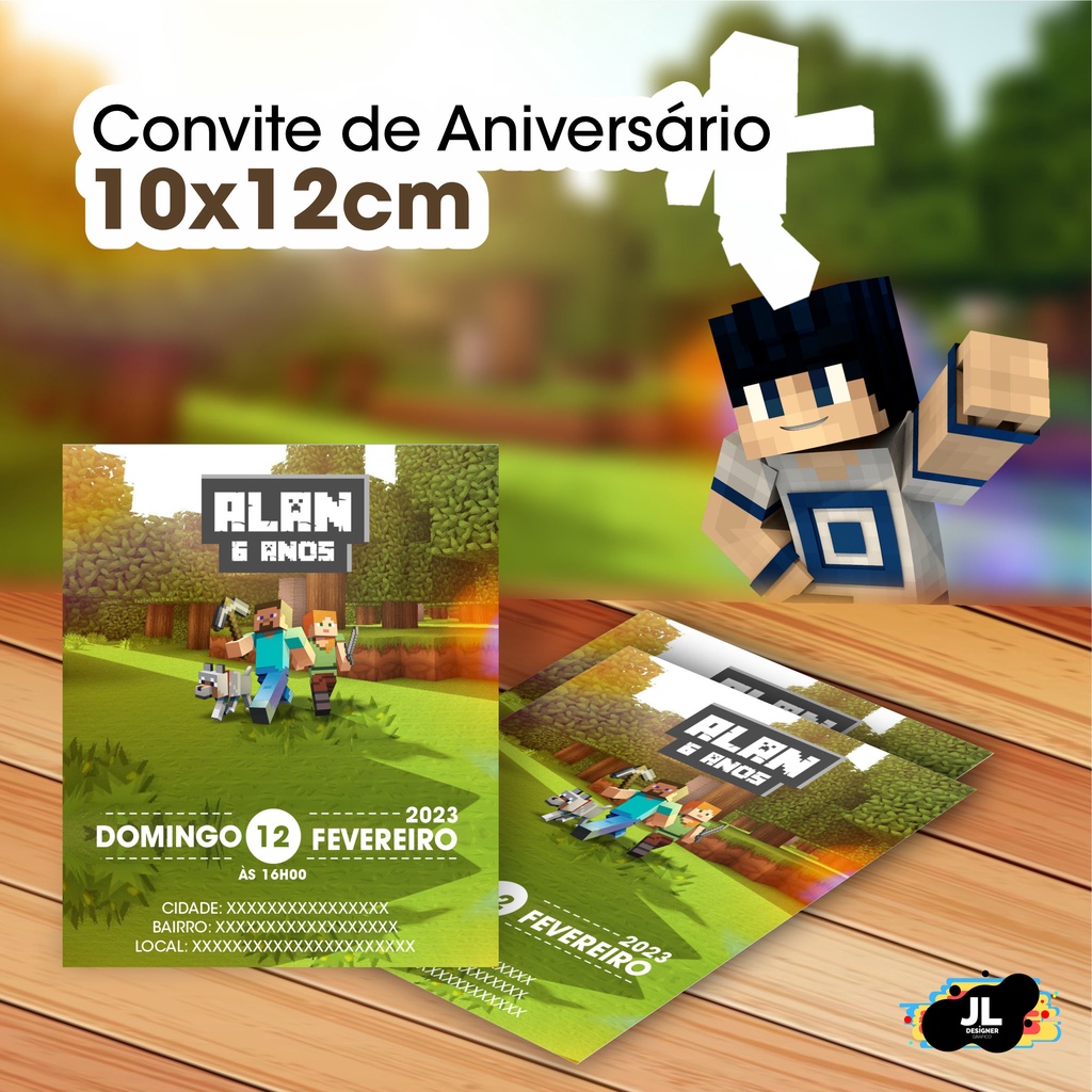 Convite Minecraft Grátis  Convites minecraft, Convite de aniversario  minecraft, Minecraft grátis