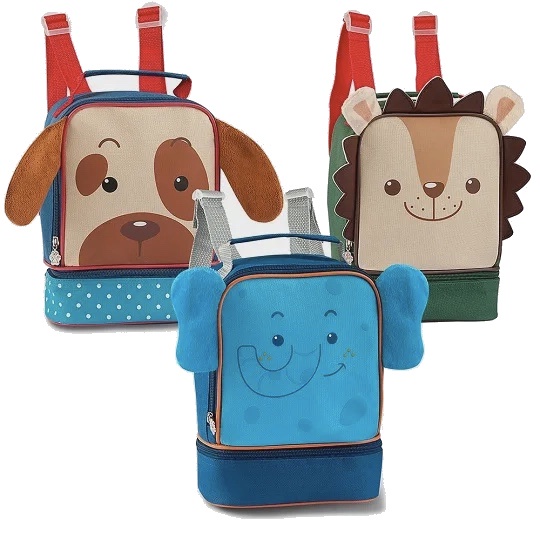 Bolsa Térmica Infantil Lancheira Escolar Marmita C/Alça Estampas Animais  Fofos 3D (URSO MARROM)