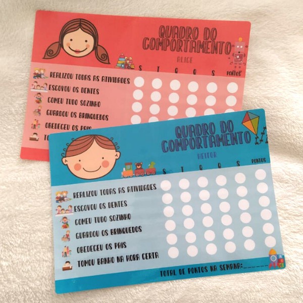 Quadro do Comportamento/Incentivo para Crianças - com o nome da criança