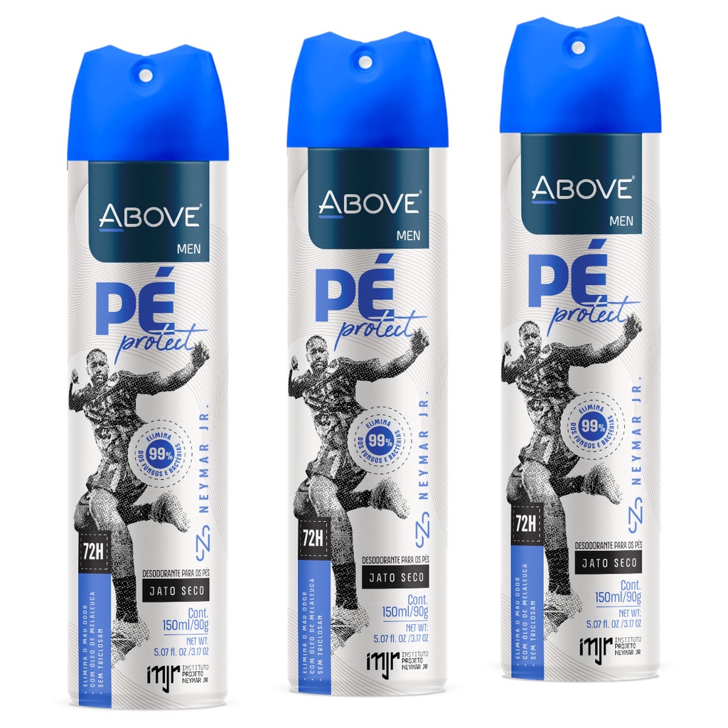 Kit 3 Desodorantes Para Pés Above Neymar Jr - Men - 150ml/90g | Shopee  Brasil