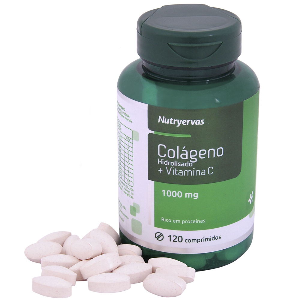 Colágeno Hidrolisado 1000mg + Vitamina C P/ Unhas Fracas e Pele Flácida ...