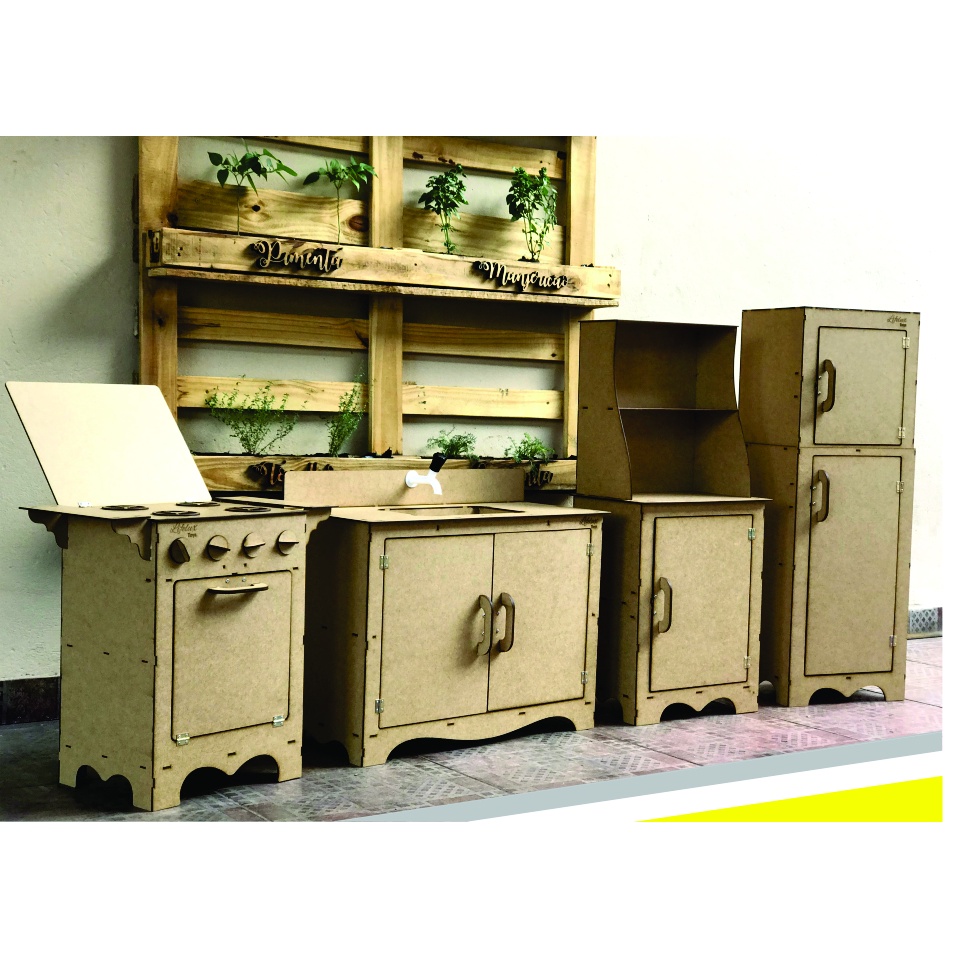 Cozinha Infantil Completa Grande Brinquedo Mdf Cru Desmontado Lançamento Casinha Menina Menino Faz de Conta Montessoriano Panelinhas Cozinhar