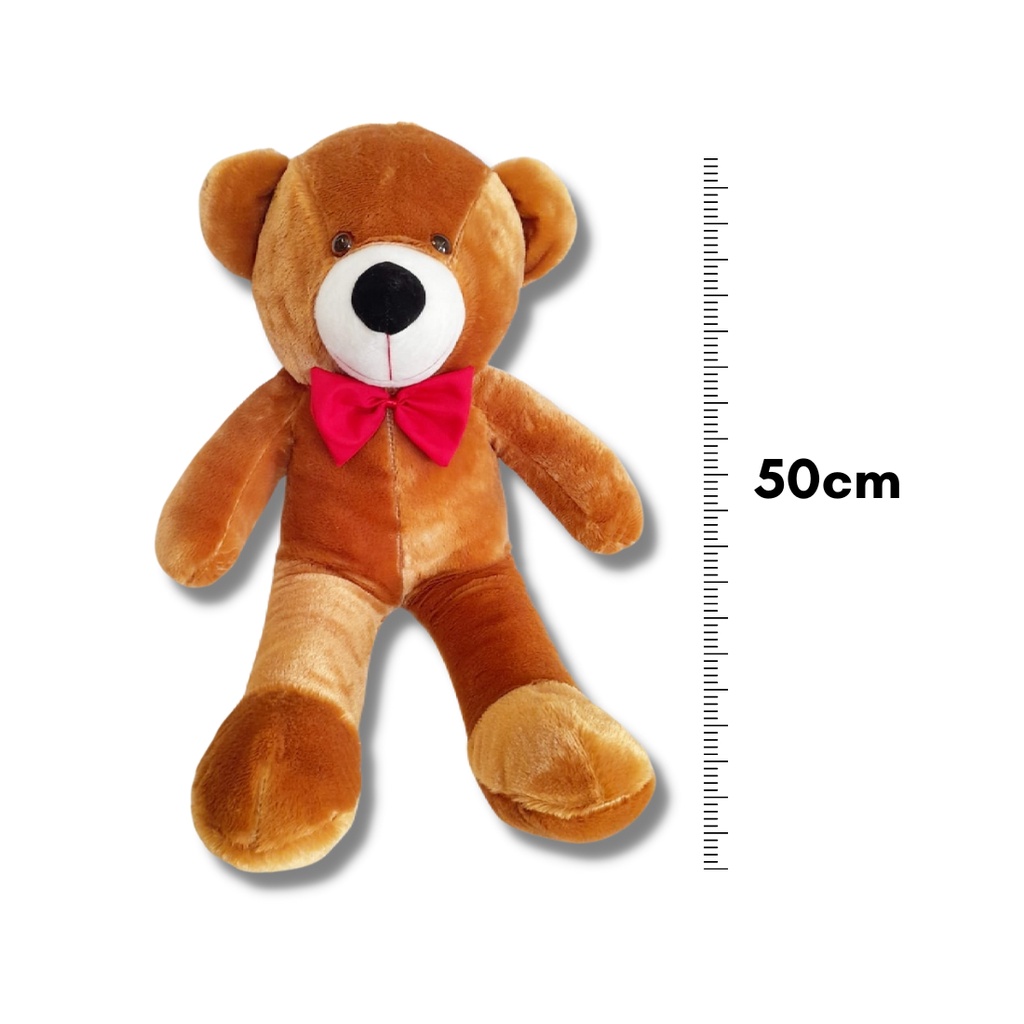 Urso De Pelúcia Fofinho Teddy Grande Com Laço 50cm - Doce De Leite