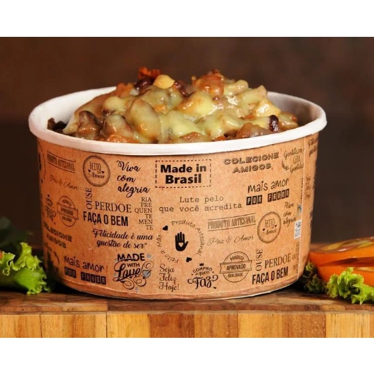 Pote papel Descartável Bowl p/ Salada, Alimentos Diversos 800 ml c/tampa - 20 unidades