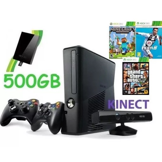 Console Xbox 360 Super Slim 4GB + 2 Controles + kinect e 3 jogos em  Promoção na Americanas