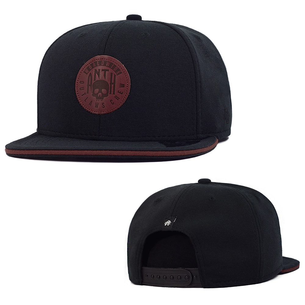 Boné Anth co Ollie Preto Aba Reta Aberto Snapback