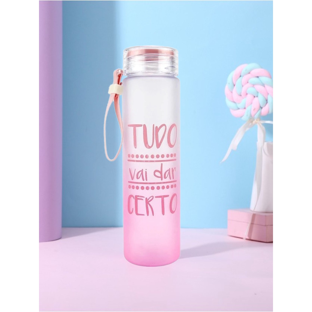 Garrafa De Água Squeeze Fosca 500ml Com Alça Frases