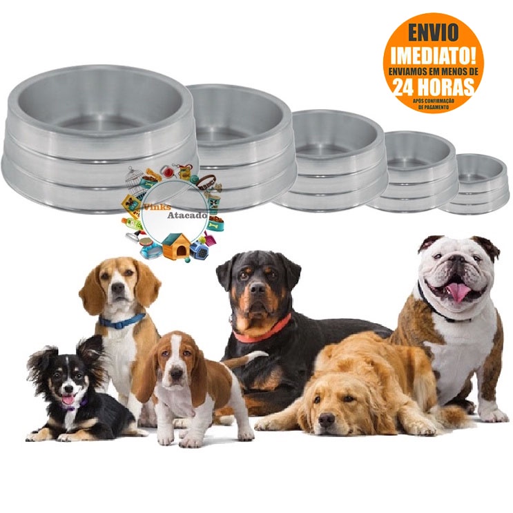 Bacia Comedouro Comedor Alumínio Pesado Para Cachorro Pequeno Médio ...