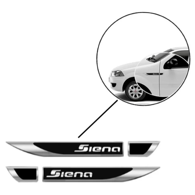 Kit de 4 Peças Aplique Lateral Resinado Fiat Siena