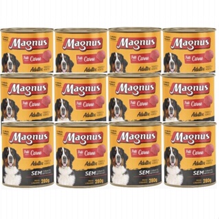 Lata Patê Magnus Cães Adultos Sabor Carne Combo 12 latas 280g