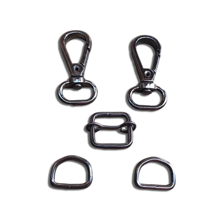 Kit Mosquetão Regulador 1,5 CM e Meia Argola para Alças de Bolsas