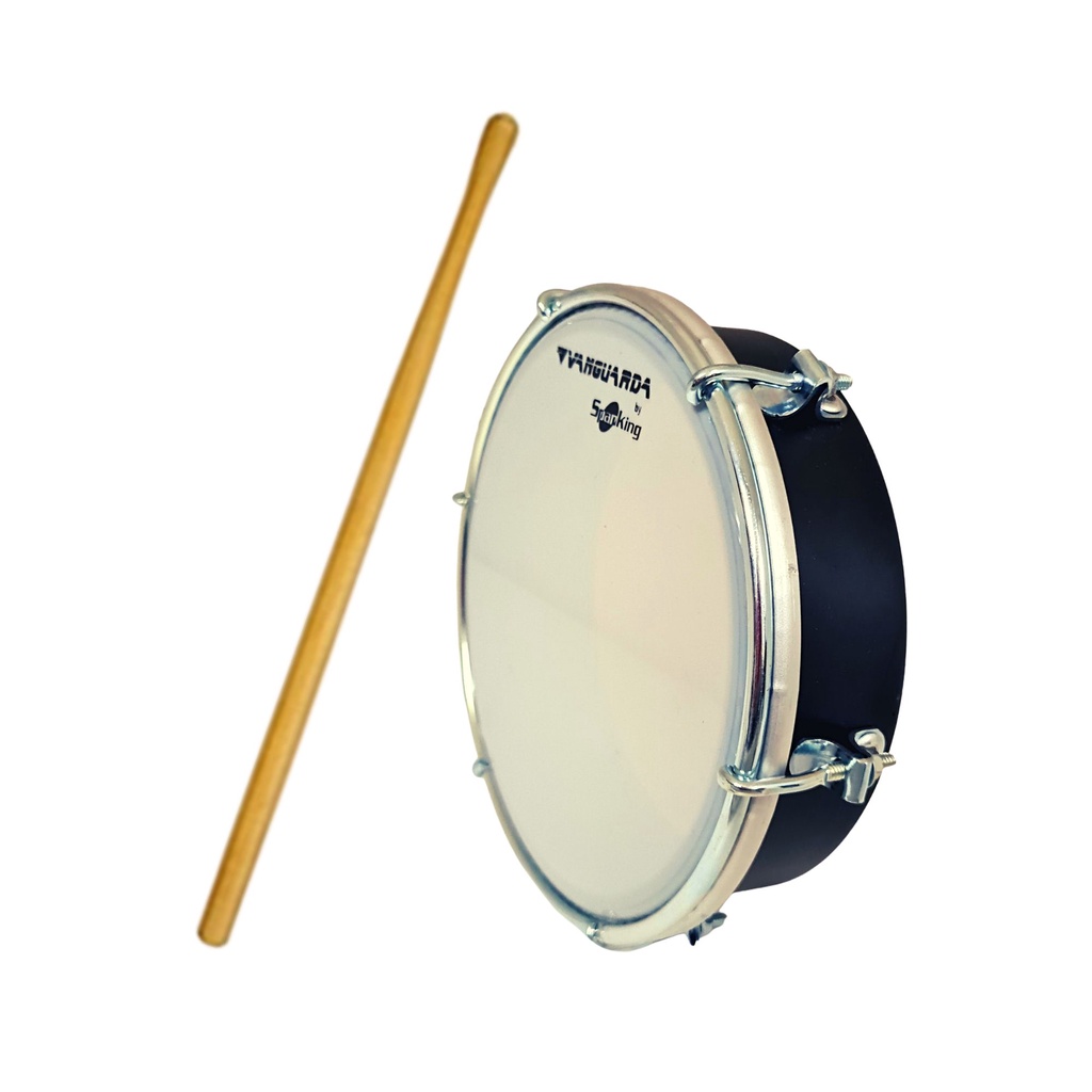 Tamborim 6 Pol. VANGUARDA Abs Pele Leitosa C/ Baqueta Madeira e Chave de Afinação