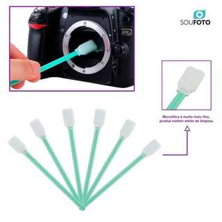 Kit com 6 Cotonetes para Limpeza de Sensor CCD CMOS de Câmeras Digitais Opticas Binóculos Telescópios KLC-07 Sou Foto