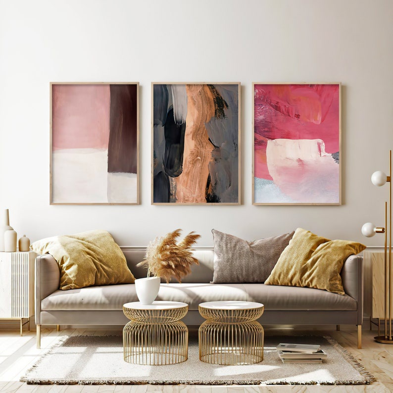Quadros Decorativos Trio Kit 3 peças Grandes 90x60 ou 60x40 mais de 50 opções de imagens Quadro decorativo Sala Quadro decorativo Quarto Quadro decorativo Escritório Quadro decorativo Marmorizado Quadro decorativo abstrato Folhas arte quadro mosaico