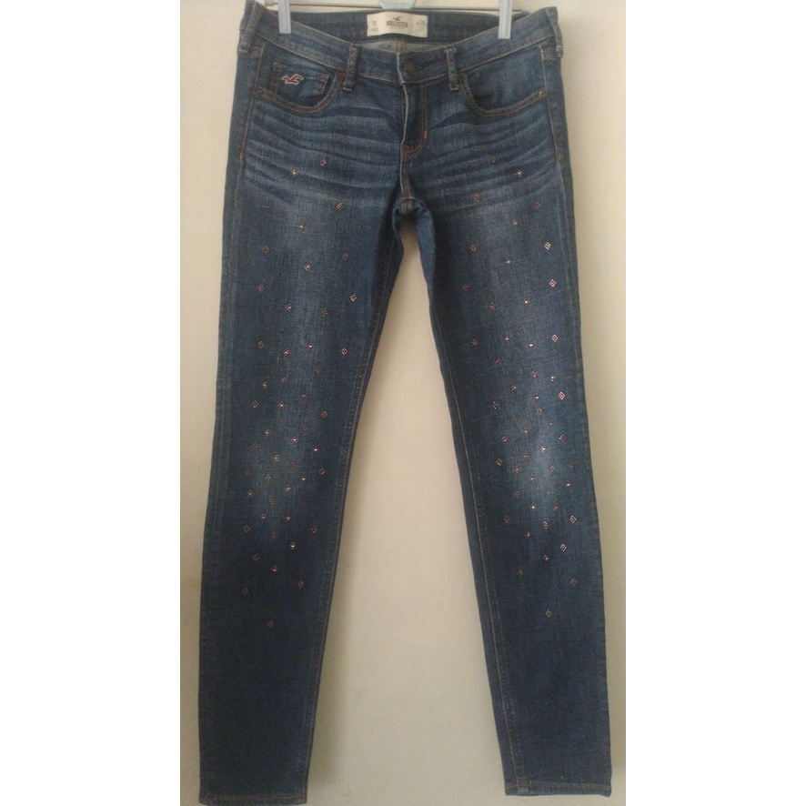 Calça Jeans Hollister Original Feminina Com Aplicações