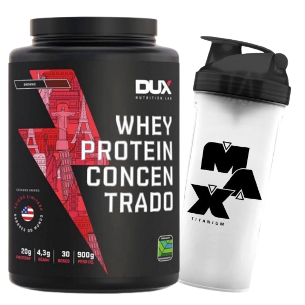 Whey Concentrado 900g Dux Nutrition + Coqueteleira