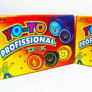 Caixa com 24 yoyos York Profissional de Eixo Fixo de Madeira 24 Brinquedos Kit Ioio + 30 Cordas ioio top do Mercado