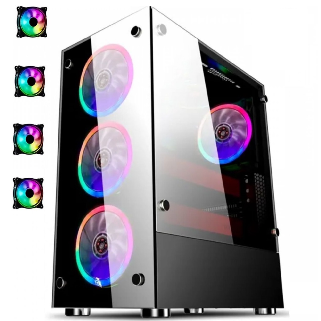 Gabinete Pc Gamer Com 4 Fans Rgb Led Vidro Temperado Show 1749
