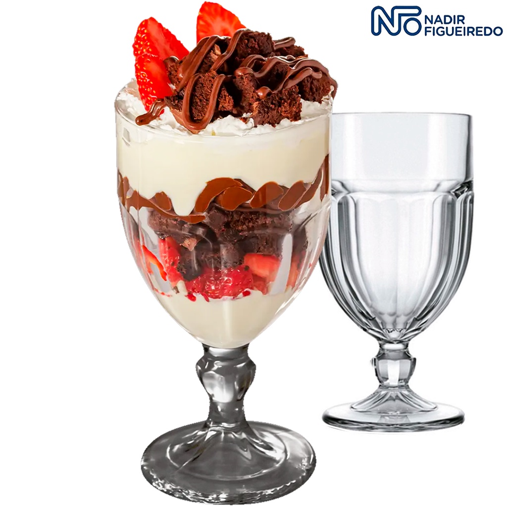 Jogo 4 Taça de Vidro Sobremesa Sorvete Milkshake Gelato Dolce Home