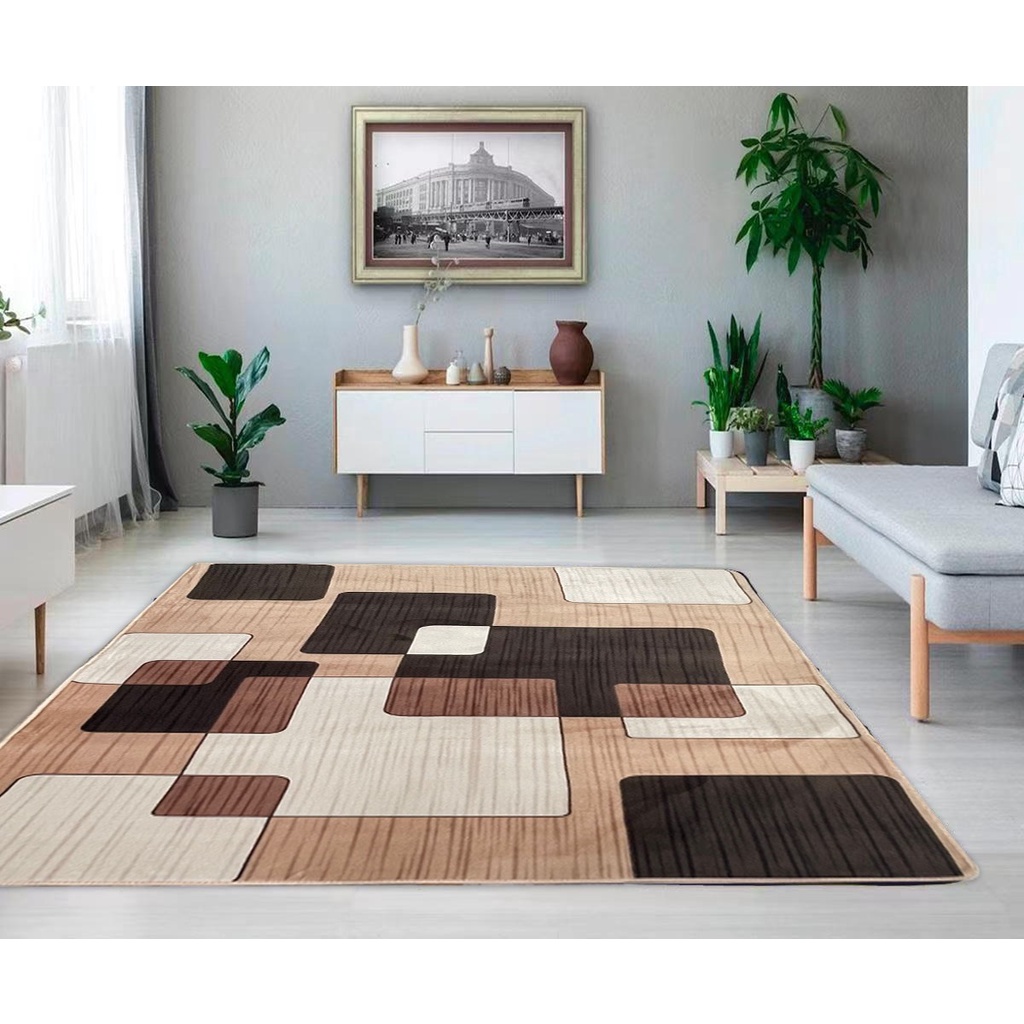 Tapete 2x2,4 Geométrico Antialergico Pelo Baixo Moderno Fácil de Limpar