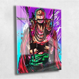 Quadro Metalizado Zoro One Piece Anime Placa Decorativa Brilhante Pôster