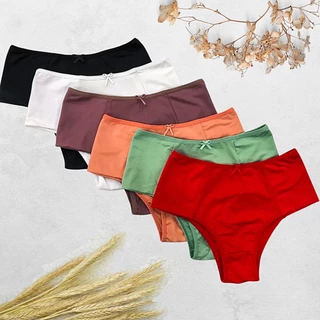 Kit 10 Calcinha Pala Dupla Segura Barriga Modeladora Pós Parto Cos Alto Lisa Cintura Alta
