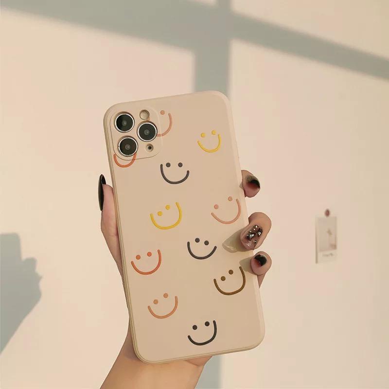 Capa Capinha De Silicone Smiley Desenho Minimalista iPhone 7 8 Plus Se X Xs Xr 11 12 13 14 Pro Max Case Sorriso Caso Protege Câmera