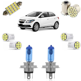 Kit Lampada Super Branca H4 e Led Onix 2012/2017