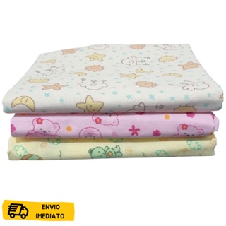 3 cueiro de bebê estampado flanelado 0,50 cm x 0,80 cm enxoval
