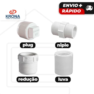 Conexões de Água Rosqueáveis Branca 3/4 | 1/2 - Plug - Niple - Bucha de Redução - Luva - Krona