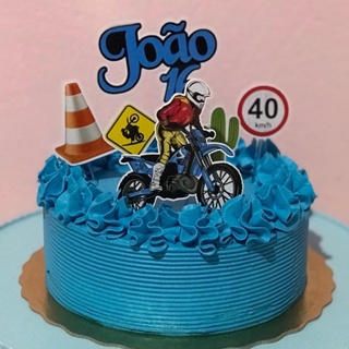 1 peça topo de bolo com design de motocicleta