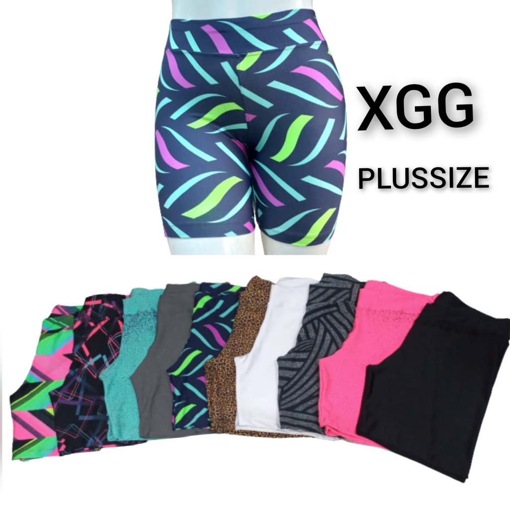 Short Academia Plus Size Cintura Alta Lycra Suplex Tam: Xgg Estampado E Liso