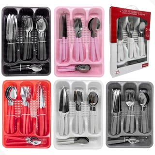 Jogo De Talheres Com Porta Talher Palmas 25 Peças Cozinha Cores