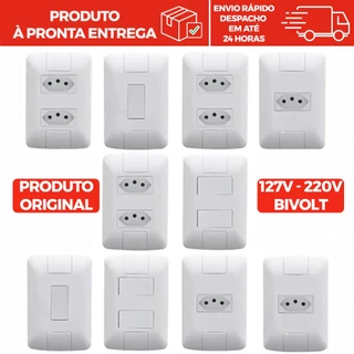 Tomada Interruptor 10a 20a Tramontina 4x2 Embutir Sem Parafuso Apagador Paralelo 10 anos Garantia