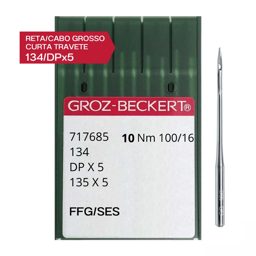 Agulha DPx5 134 Cabo grosso Groz-Beckert para Máquinas de Costura